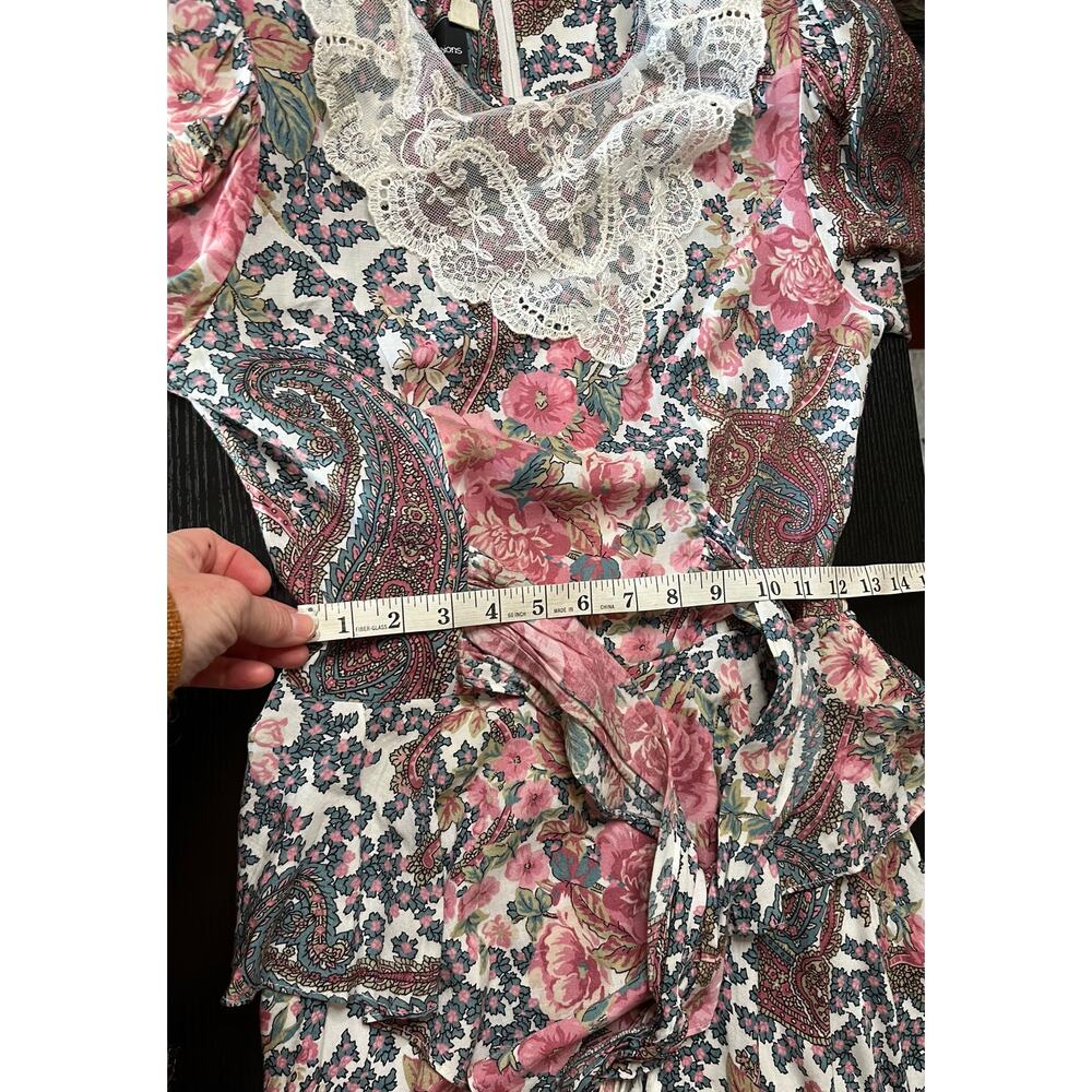 Beautiful Vintage 80's Victorian Floral Midi Dress - Picture 6 of 16